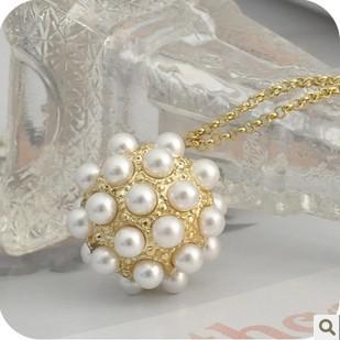 Min. order $10+Gift (Can mix order)! Trendy Gold Ball Pendant Water Drop Pearl Necklace Natural .For Christams Men NL079