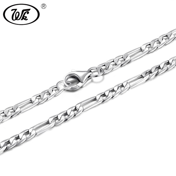 WK 50CM-75CM 3MM 925 Sterling Silver Figaro Chain Men Male Mens Silver Necklace Chains Jewelry 20 22 24 26 28 30 Inch 2018 NM021 S18101105