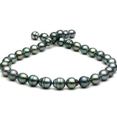 11-12mm tahitian peacock green baroque pearl necklace 18 inch 14k gold clasp