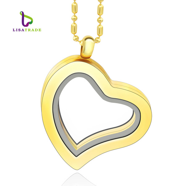 30mm Gold Heart magnetic glass locket floating charm locket Zinc Alloy (chains included for free)LSFL04-2