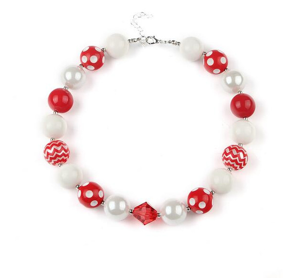 New arrival wholesale 8pcs/lot Halloween chunky beads necklace,bubblegum necklace,white red ,red polka dot Children necklace