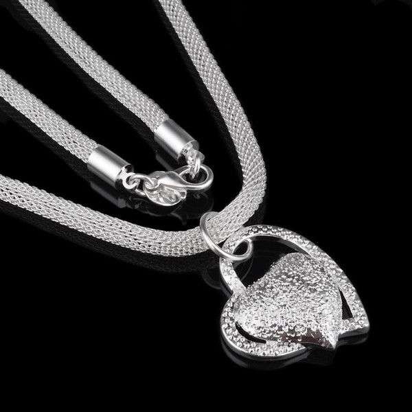 New Fashion 925 Sterling Silver Chain Inlaid Stone Heart Necklaces Pendants For Women Men jewelry EH259