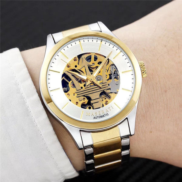 2019 New Design Maserati Mens Watches Automatic Mechanical Wristwatch High Quality Stainless Steel Watch With Box