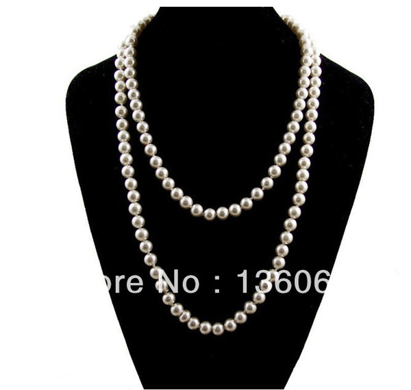 Vintage Style Imitation Pearl Long Sweater Chain Beads Charm Statement Choker Collar Necklaces Pendants Womens DIY 1pcs Z1517