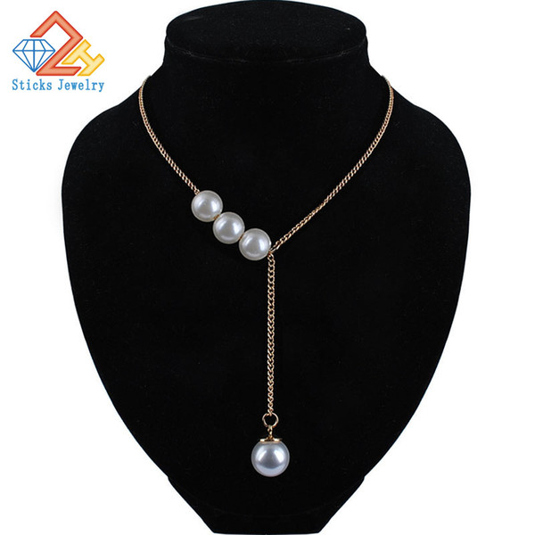 Korea New Fashion Elegant Pearl Crystal Pearl Necklace (Size: 1.2cm)