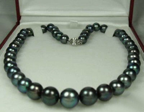 8-9MM Natural Black Akoya Cultured Pearl Fashion Jewelry Necklace 18