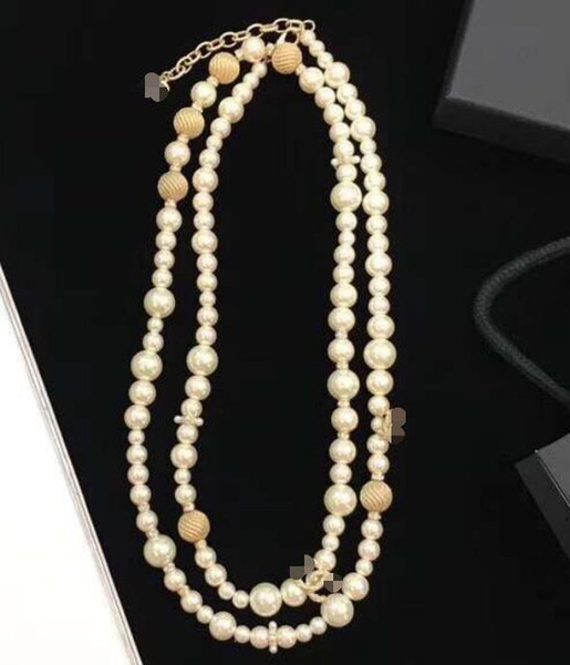 Chanel luxury ball charm long pearl necklace with box and dust bag free shipping