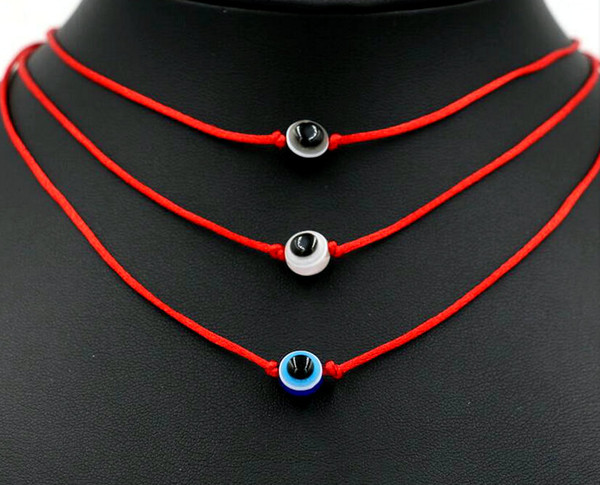 Blue Evil Eye Red Nylon rope String Chokers Necklace Silver Color Women Lucky Gift Necklaces