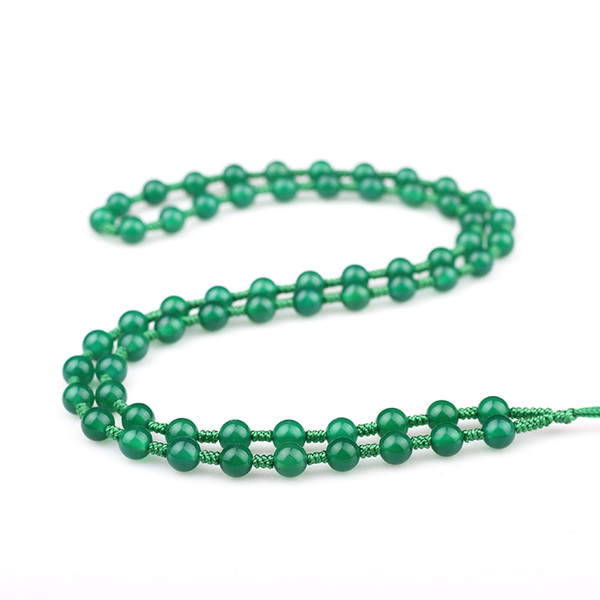 True green Agate round beads chain hanging rope crystal green jade beads hanging chain necklace men and women bead diameter 6mm