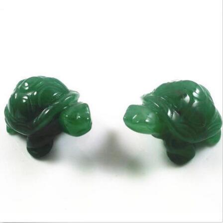 2PC 2 inch Green Aventurine Jade Stone Craving Lucky tortoise Feng Shui statue