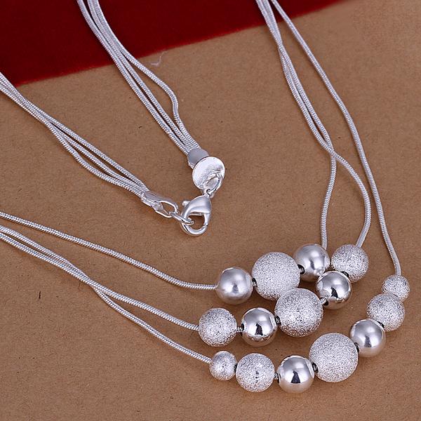 Fashionable Charms Smooth Frosted Beaded Pendants Necklaces Woman 925 Sterling Silver Snake Chain Necklace Designer Jewelry Ladies Gifts