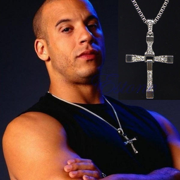 Hot The Fast And Furious Mens 17 Rhinestone Cross Crystal Pendant Chain Necklace