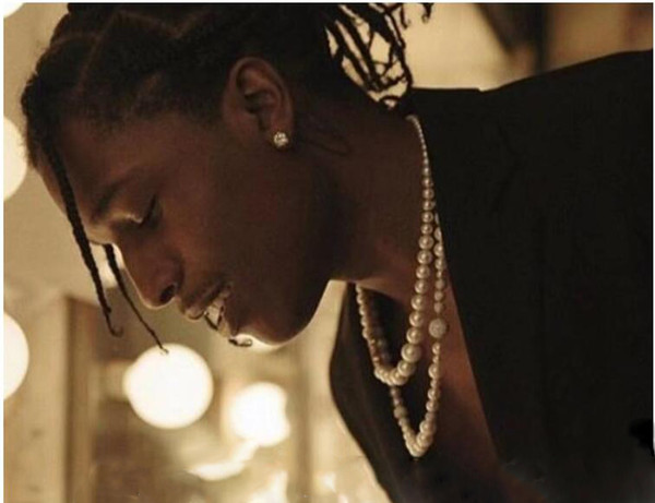 ASAP ROCKY and Retro Natural Pearl Necklace Men and Women Hip-hop Clavicle Chain Couple Choker