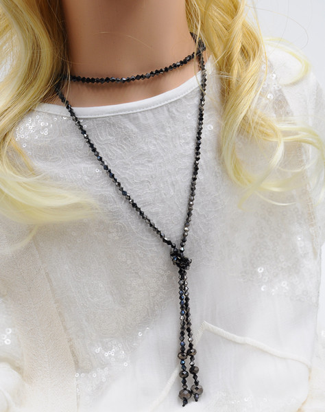 Girl Women Necklace Crystal Cross Knotted Sweat Necklace High Quality Fashion Chain Accessories Jewellery for Wholesale