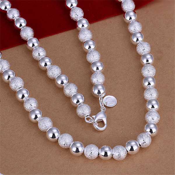 Wholesale 8MM Sand Light Bead Necklace sterling silver necklace STSN086,brand new fashion 925 silver Chains necklace factory direct sale