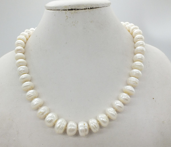 Freshwater pearls, black/white pearl necklace, huge Baroque pearls 12-14MM 18 inches. Gift pearl earrings