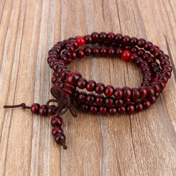 Sandalwood Buddha Meditation 108 Prayer Bead Mala Bracelet Necklace Sandalwood Prayer Beads Buddha Buddhist Meditation 6pcs