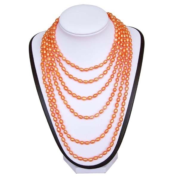 Hot 100 inch Long Real Pearl Necklace Handmade By Double Stranded Silk Thread