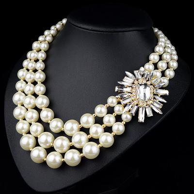 Europe and America fashion style pearl Long Necklace