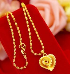 Men glitting fashion jewelry Vietnamese simulated gold peach heart necklace for daughter wife girlfriend birthday festival gift