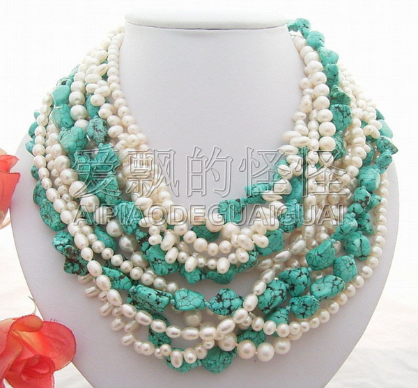 N012930 Beautiful! 6Strands White Pearl Necklace