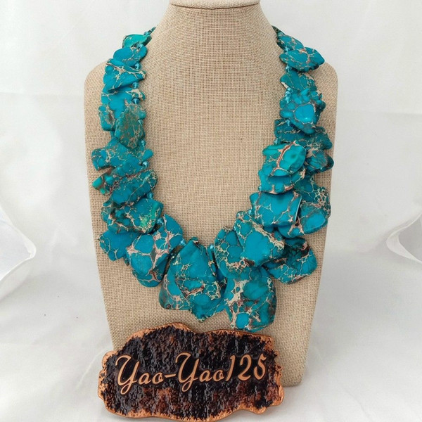 N012902 22'' 2 Strands Blue Sea Sediment Imperial Jasper Crystal Necklace