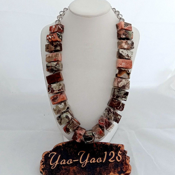 N022947 23'' 14x25MM Picture Jasper Necklace