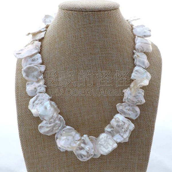 N011905 15x22MM 18'' White Keshi Pearl Necklace