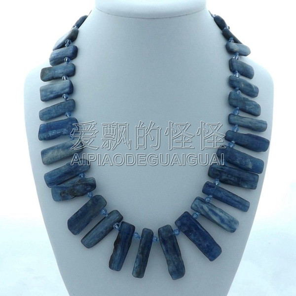 N122209 19'' Top-Drilled Blue Apatite Crystal Necklace