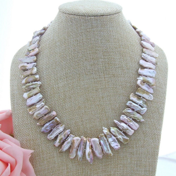 N022930 19'' 20MM Purple Biwa Pearl Necklace