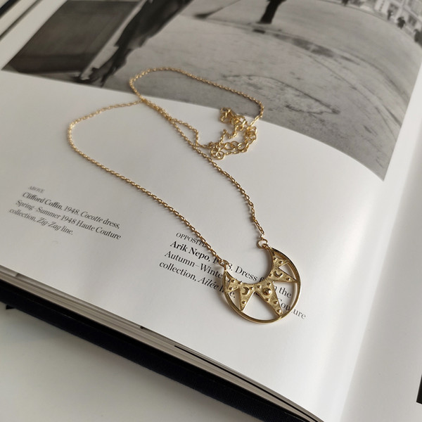 New arrival popular 925 silver necklace jewelry golden hollow sun and moon pendant necklace for women for gift daily wearing