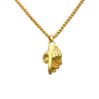 2019 Fashion Men Jewelry New Good Lucky Victory Hand Gold Silver Color Necklace Hip Hop Gesture Jewelry Pendant Mens Cool Gift