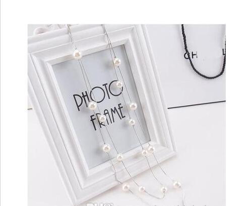 2018 Long Double Layer Simulated Pearls Necklaces Clavicle Fashion Jewelry Sweater Chain Necklace For Women NEW Arrival