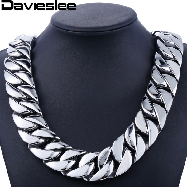 31mm 316L Stainless Steel Mens Boys Super Heavy Silver Tone Chain Curb Necklace Customized Wholesale Gift Jewelry LHN35 C18122501