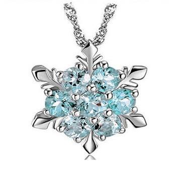Snow Shape Snowflake Pendant Necklace Snowflake 925 Sterling Silver Necklace Chain Austrian Crystal Snowflake Necklace DHL