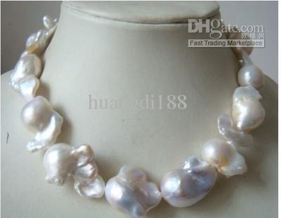 New genuine baroque 22mm natural Australian south sea white pearl necklace 18inch