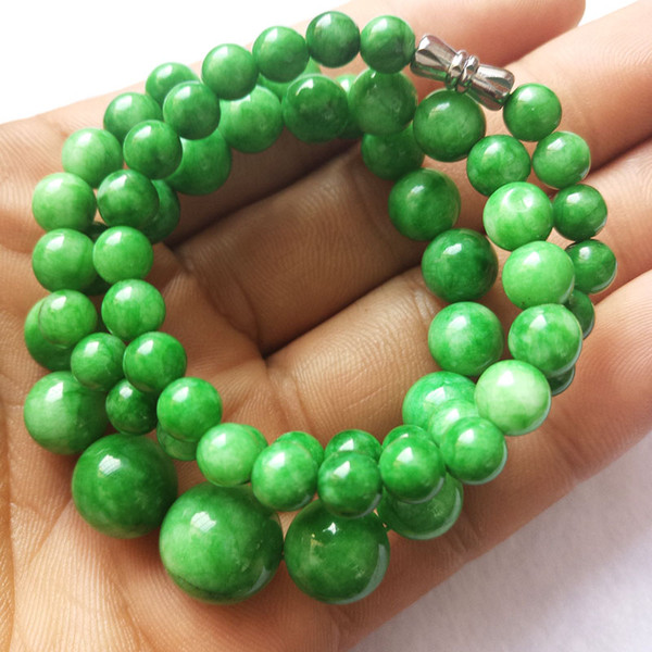 Fashion Natural Han Jade Green Round Bead Necklace Lucky Amulet Women Party Jewelry