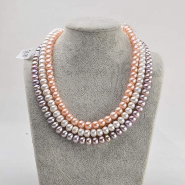 Farm pearl necklace zhuji 8-9mm, 9-10mm,10-11mm,11-12mm freshwater pearl necklace 3 colors optional free delivery