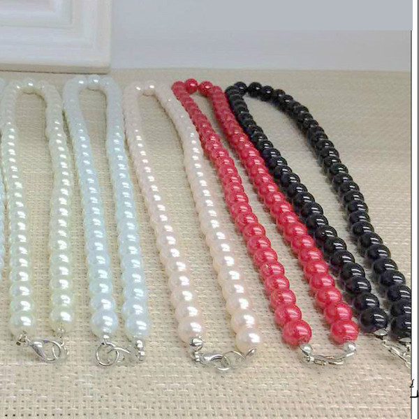 8MM Necklace Pearl Chokers Necklaces 17 inch Imitation Pearl Bead Nacklace For Women Girl Fashion Jewlery Wholesale