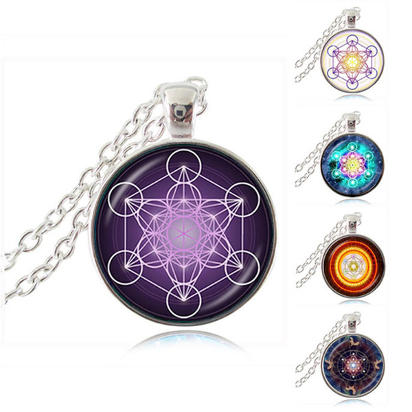 Metatron Cube Pendant Necklace Sacred Geometry Flower of Life Jewelry Chakra Spiritual Necklace Women Magic Hexagram Choker HZ1