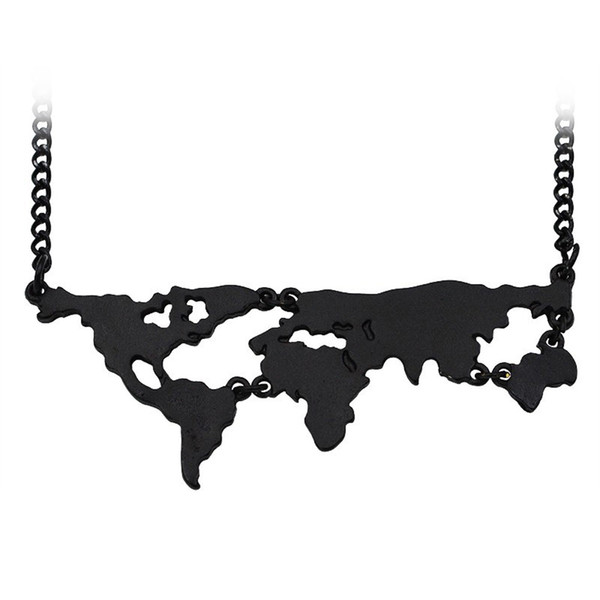 3colors Hot Sale New World Map Pendant Necklace Personality Jewelry Lovers Creative Geography Special Gift