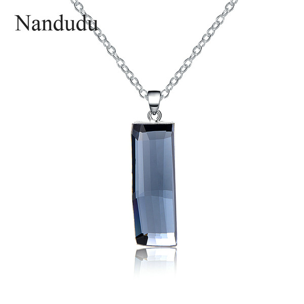 Nandudu Vintage High Quality Gray Austrian Crystal Pendant Necklace Fashion Accessories Chain Necklaces Jewelry Gift CN338