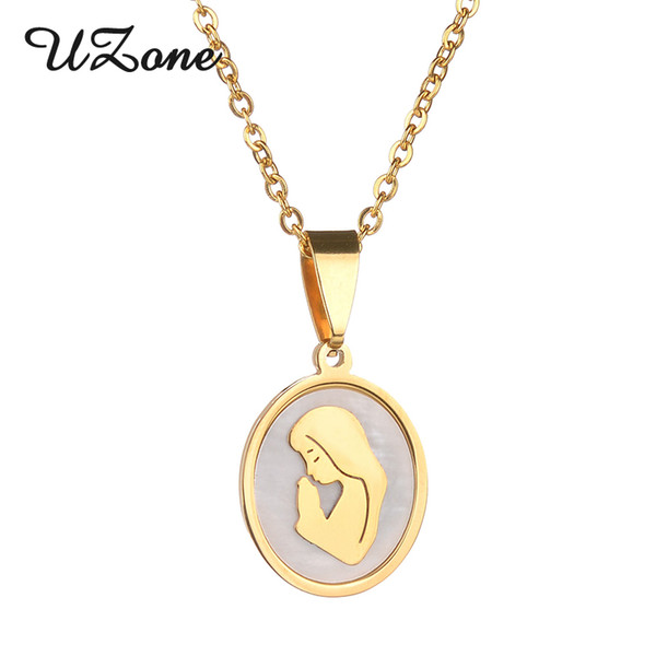 UZone Religious Christian Amulet Necklace Stainless Steel 4 styles Virgin Mary Pendant Necklace Can