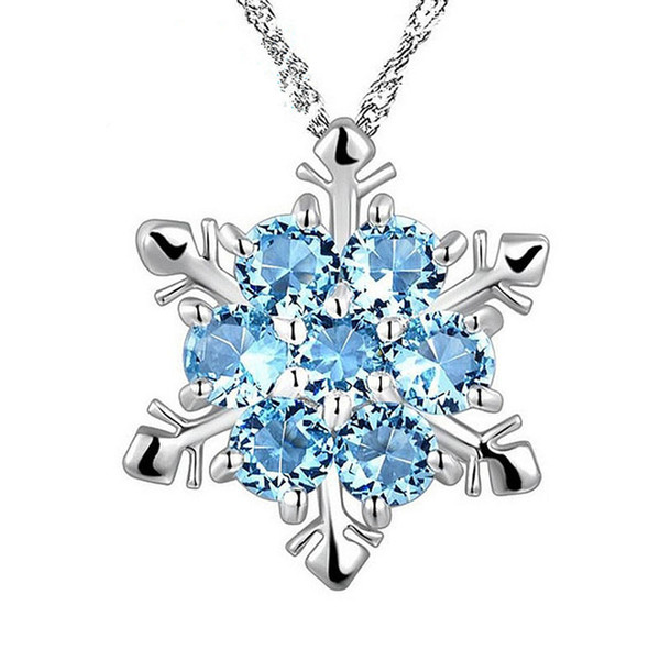 Fashion Zircon Snowflake Pendant Necklace Jewelry Christmas New Year Gifts For Women Girls M8694