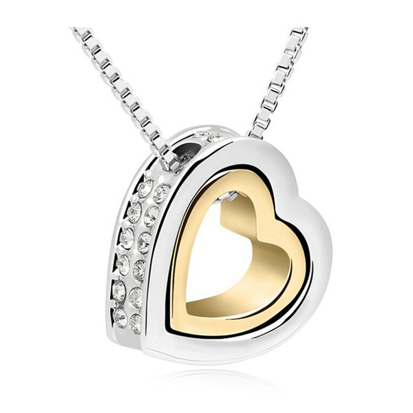 Heart Rhinestone Fashion Necklaces For Women 2017 Gold And Silver Jewelry Crystal Pendant Necklaces Ladies Jewerly Accessories