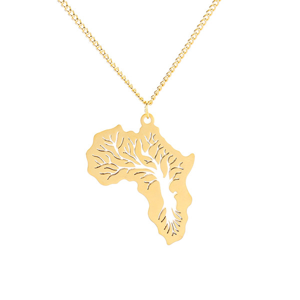 Fashion Africa Map Life Tree Pendant Necklace For Women Men Accessories Personalized Necklace For Men Jewelry Map Jewelry