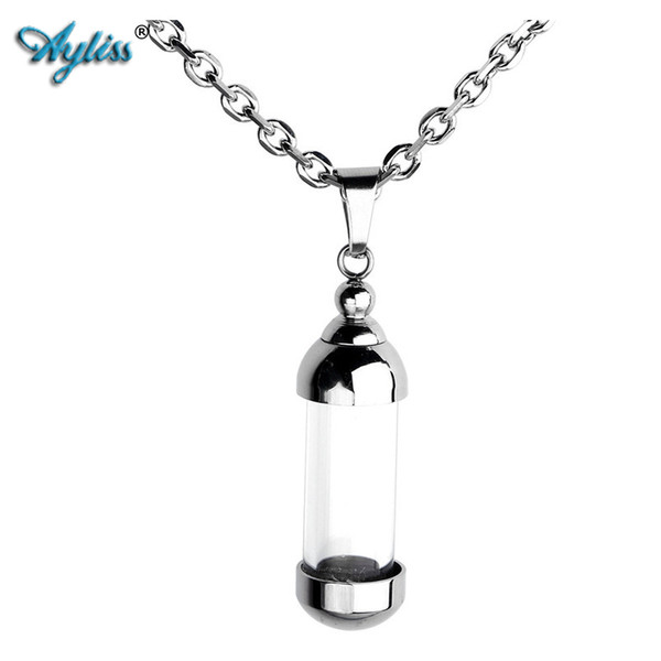 Ayliss 1pc Women Necklaces Stainless Steel Glass Collect Sand Flower Open Bottle Memorial Pendant Necklace Cremation Urn Jewelry