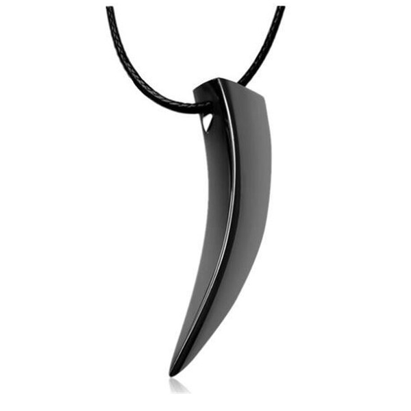 Hot 2 Pcs Fashion Brave Men Stainless Steel Wolf Tooth Spike Pendant Necklace Men Personality Male Necklace Jewelry