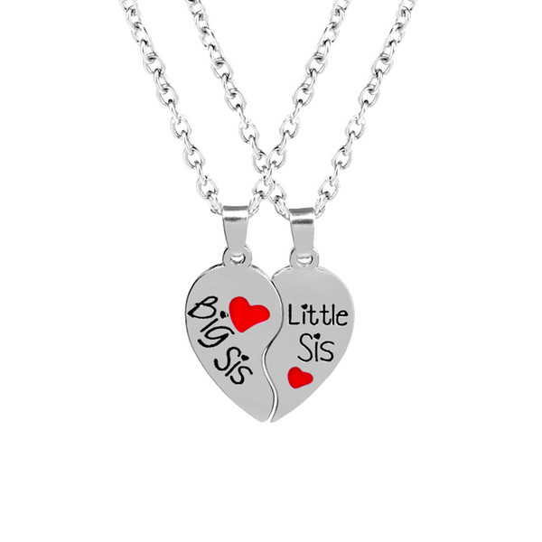 2016 Fashion Broken Heart Pendant Sisters Puzzle Pendant Necklace For Women Silver Plated Link Chain Necklaces Xmas Jewelry Gift