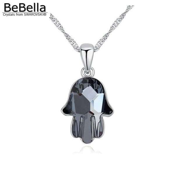 BeBella crystal fatima hand pendant necklace made with Austrian crystals from Swarovski and rhodium plated chain 2017 brand new